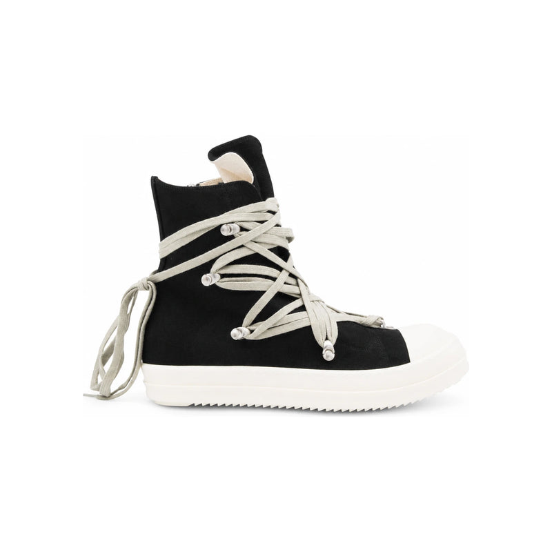 Rick Owens DRKSHDW Overdyed Denim Mega Lace High-Top Sneakers Black Milk