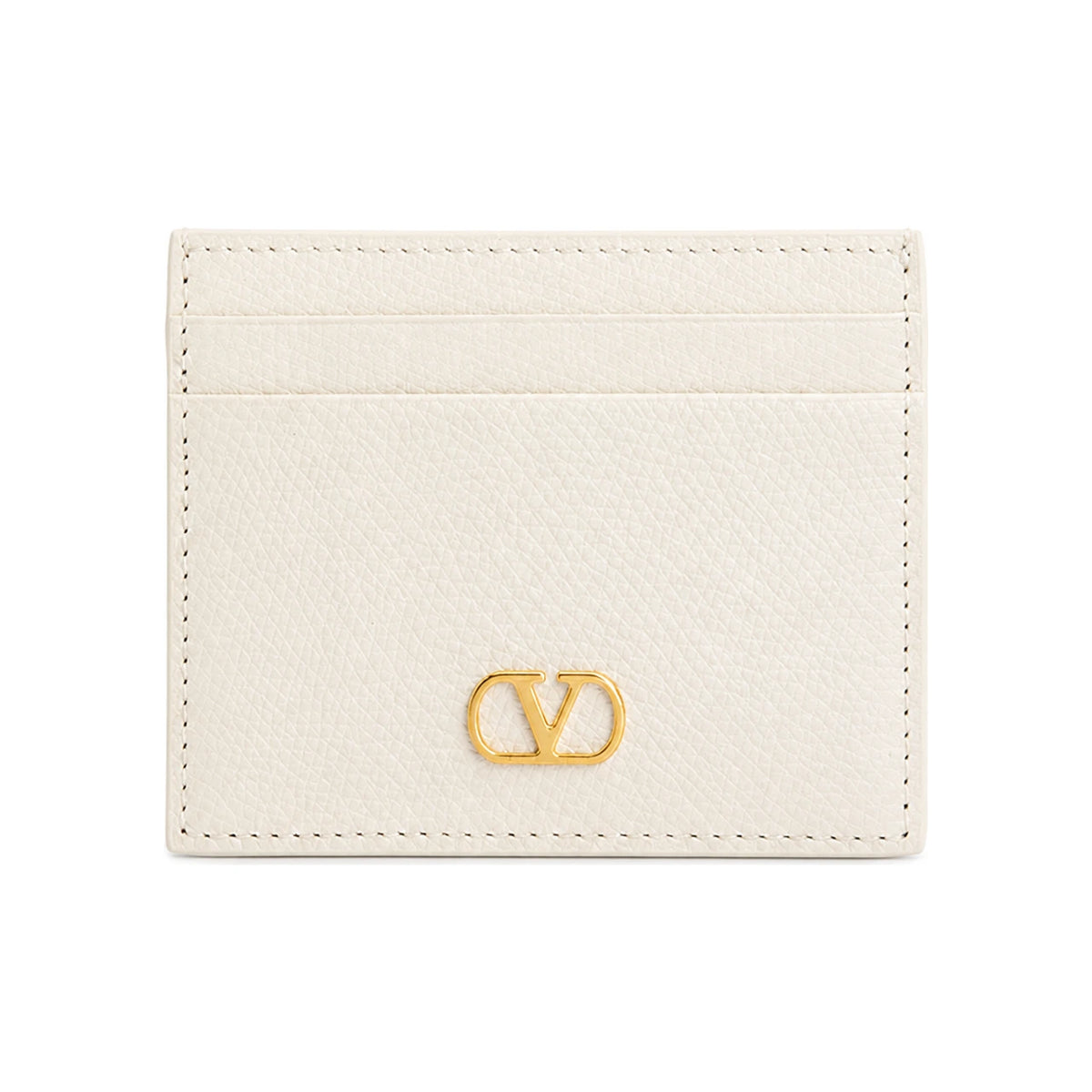 VALENTINO V-Logo Signature Ivory Leather Card Holder 7W2P0AJ7 SNP I16