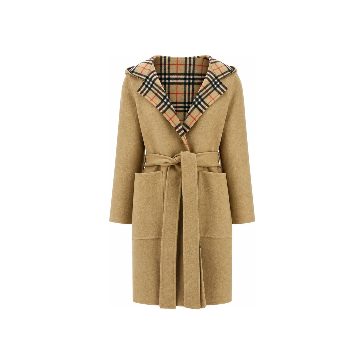 BURBERRY Sand Icon Check Cotton Trench Coat