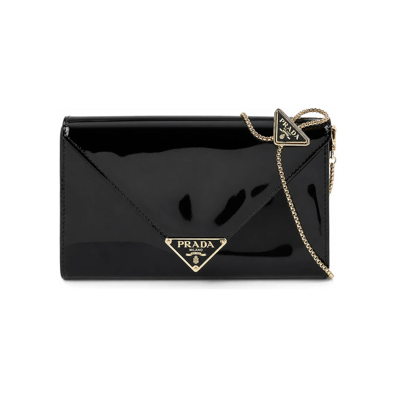 PRADA Patent Leather Mini Clutch Bag Black