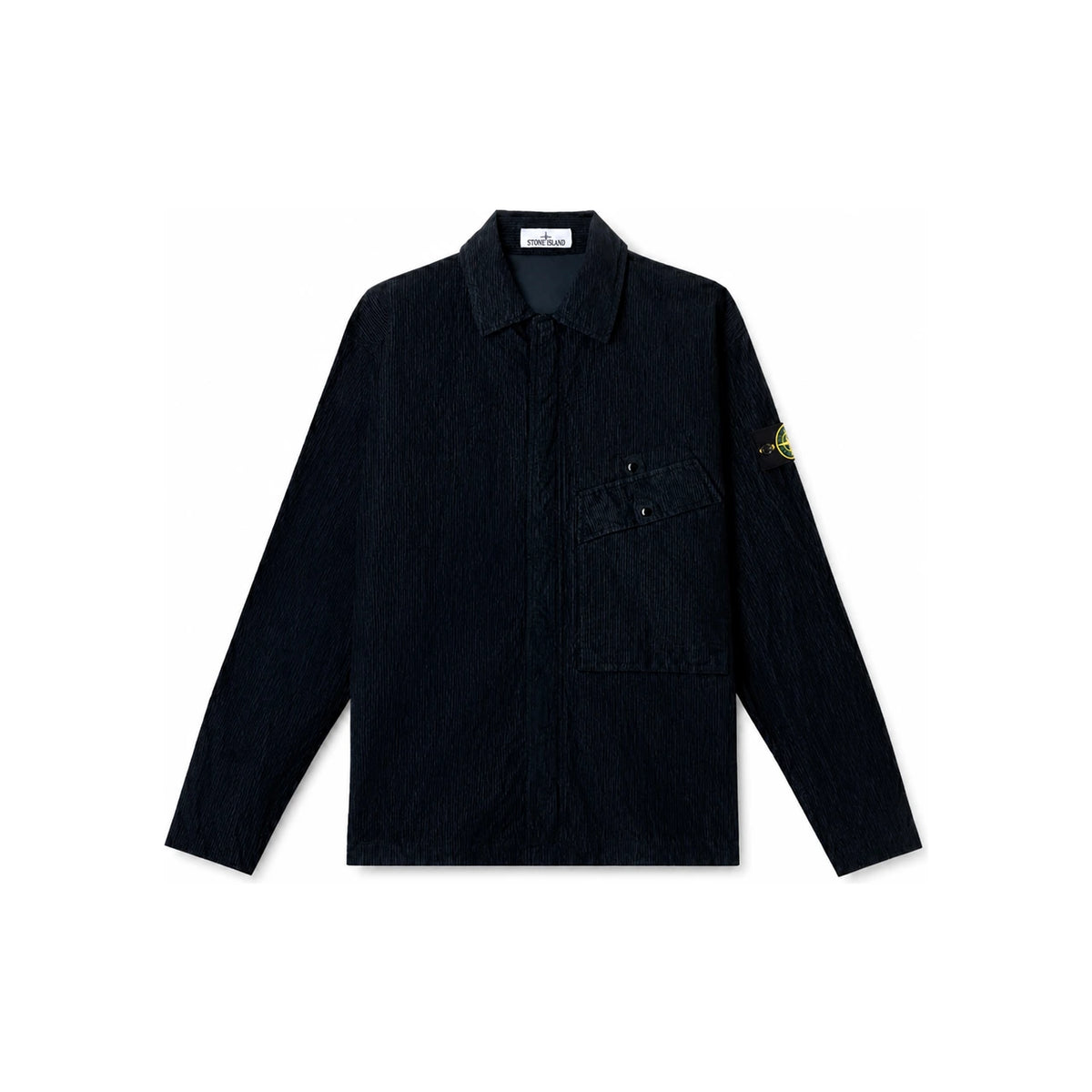 STONE ISLAND Corduroy Patch Logo Long Sleeve Shirt Black