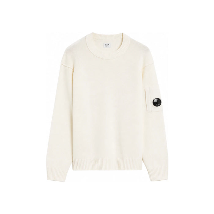 CP Company Lambswool Crew Neck Sweater Men's Knit White