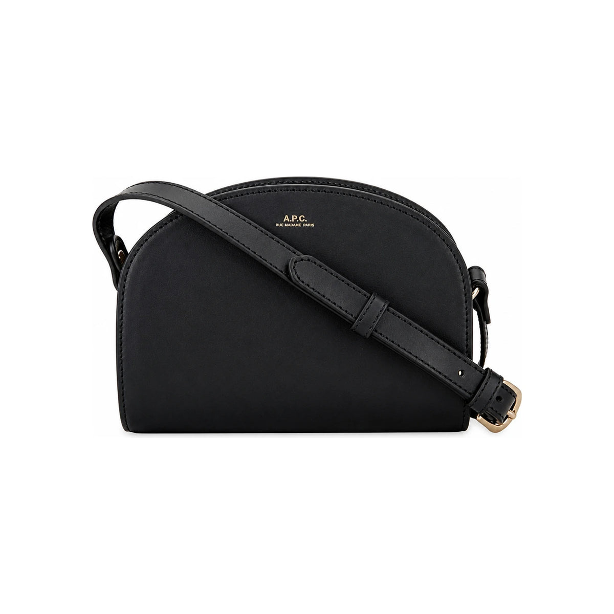 A.P.C. Demi-Lune Mini Crossbody Bag Black Leather Shoulder Bag