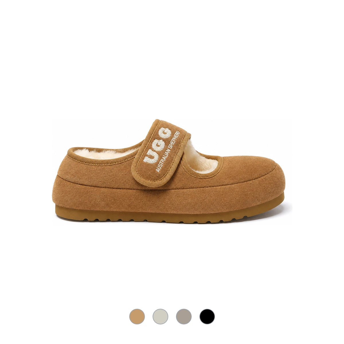 Ugg Shearling Mary Jane Slippers Chestnut Moccasin Style AS7024