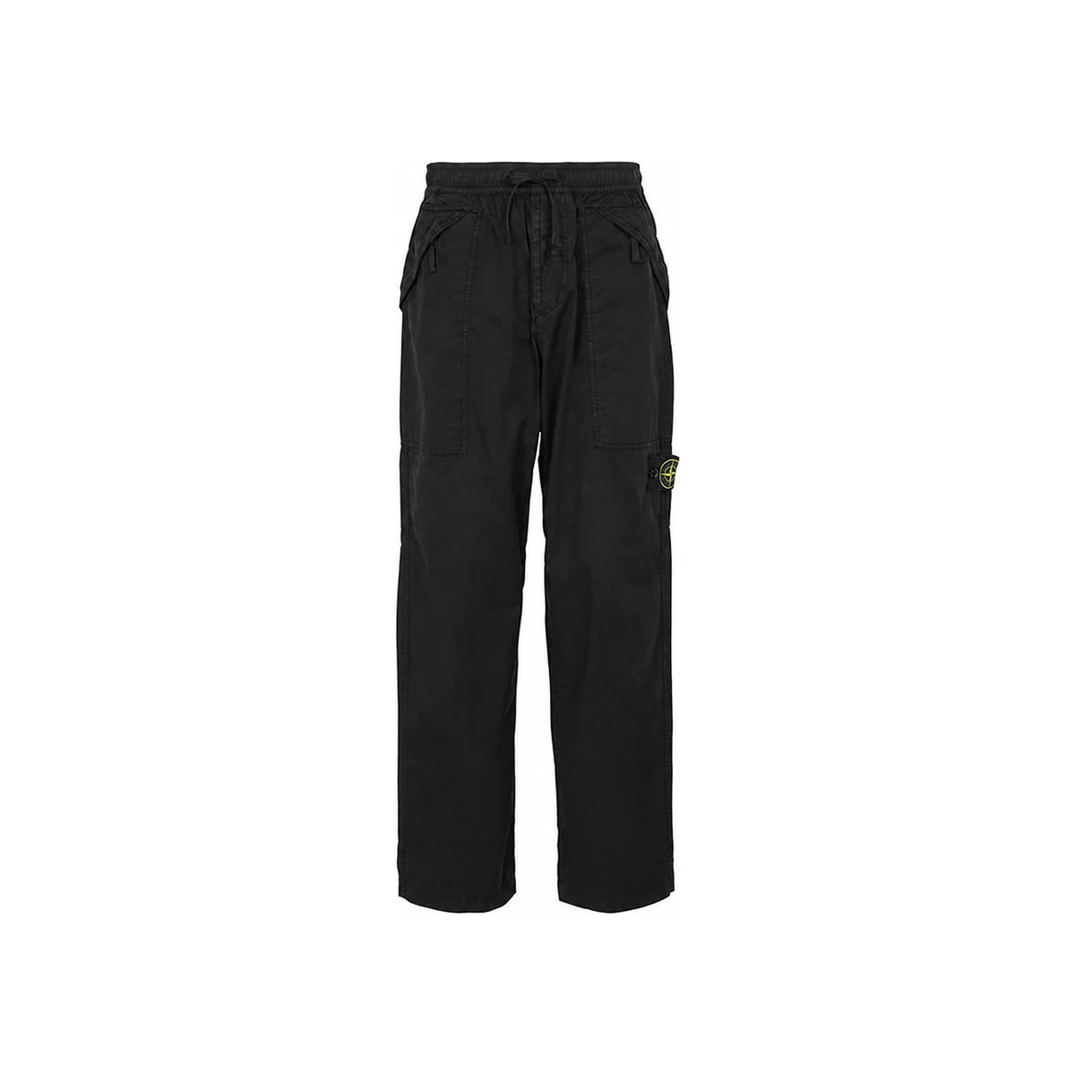STONE ISLAND Black Cargo Pants with Logo Patch