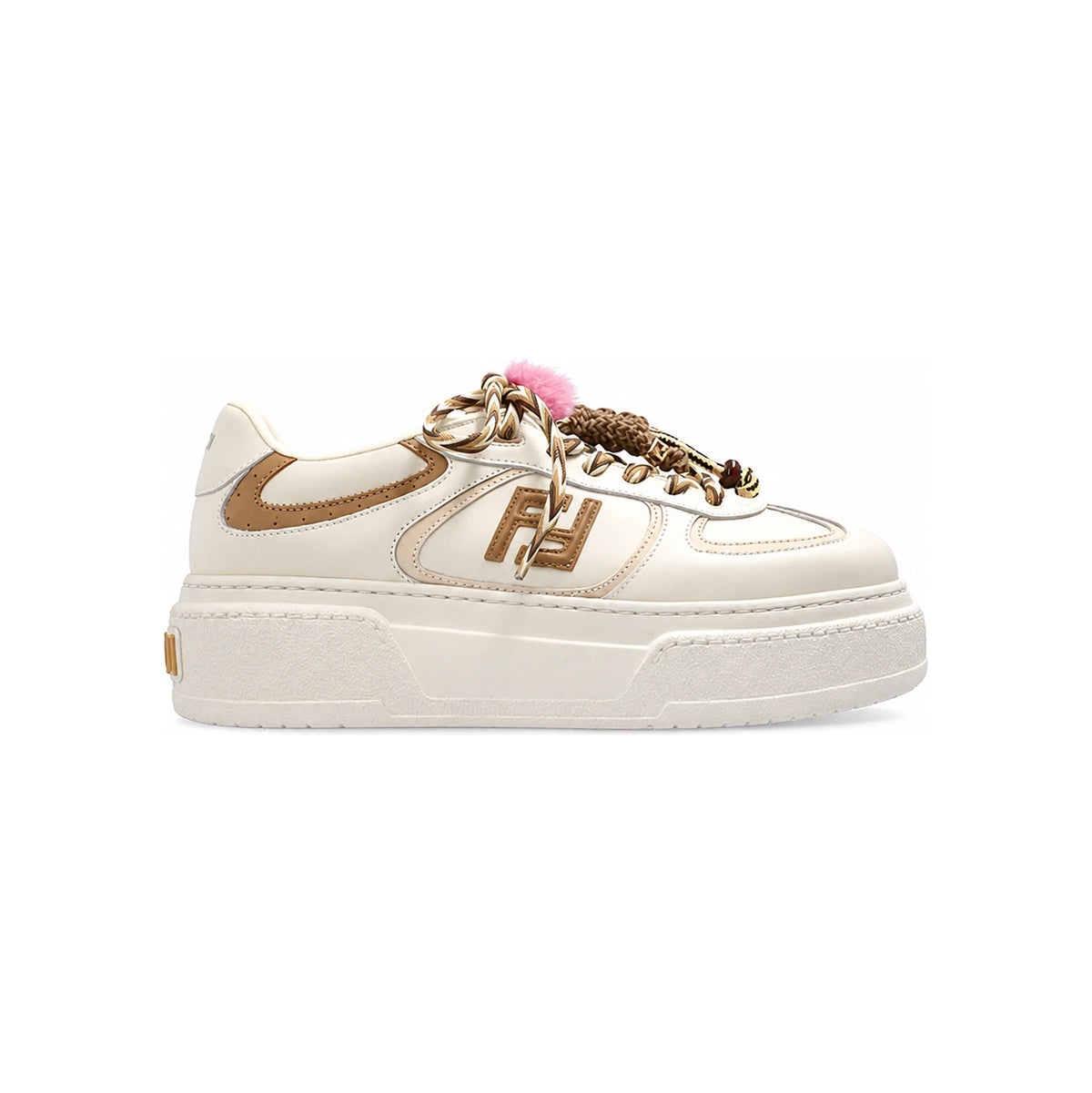 FENDI Match Leather Platform Charm Low-Top Sneakers 8E8721 AY9N F1TO4