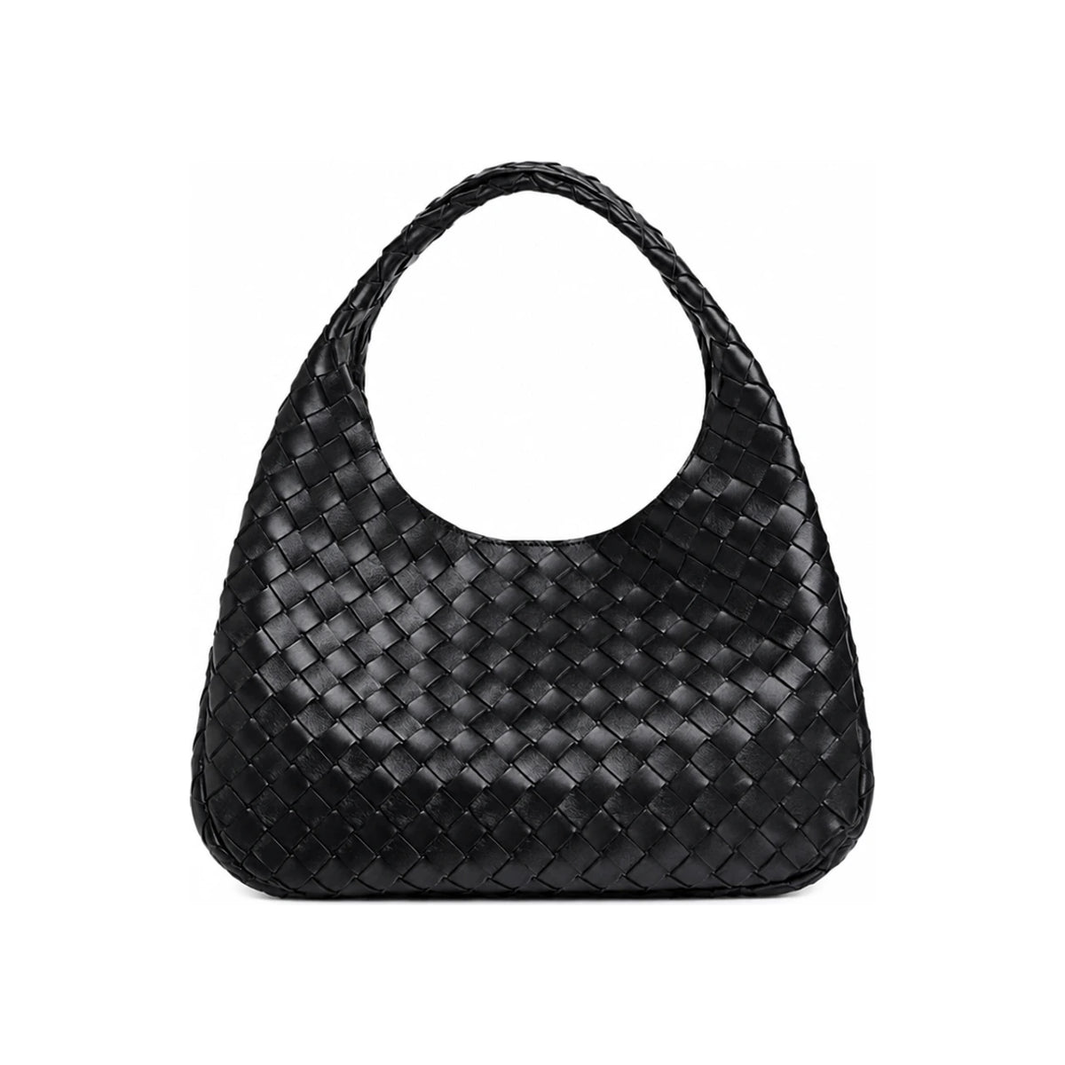 Bottega Veneta Campana Medium Shoulder Bag Black Leather
