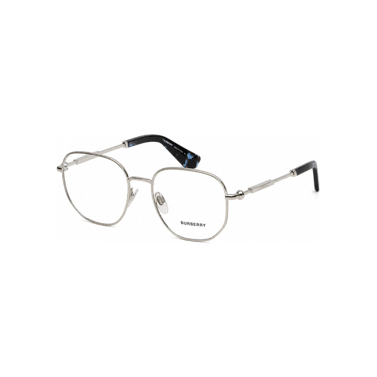 BURBERRY Silver Metal Rectangle Eyeglass Frame Unisex Accessories BE1385 1005