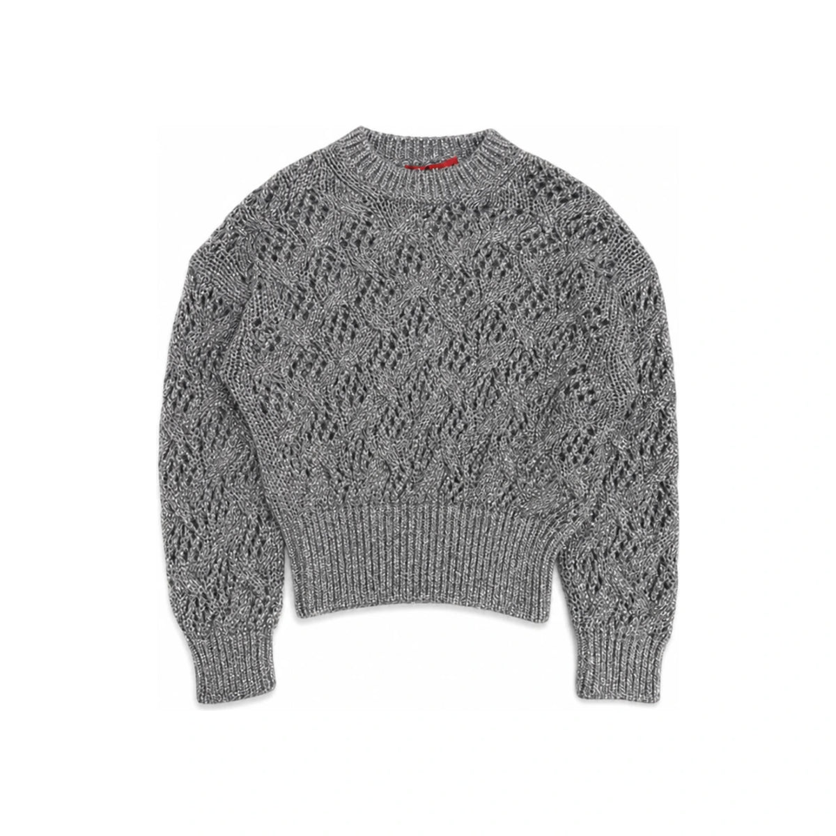 Max Mara PILADE Cordonet Knit Cropped Round Neck Sweater 2526366141 002