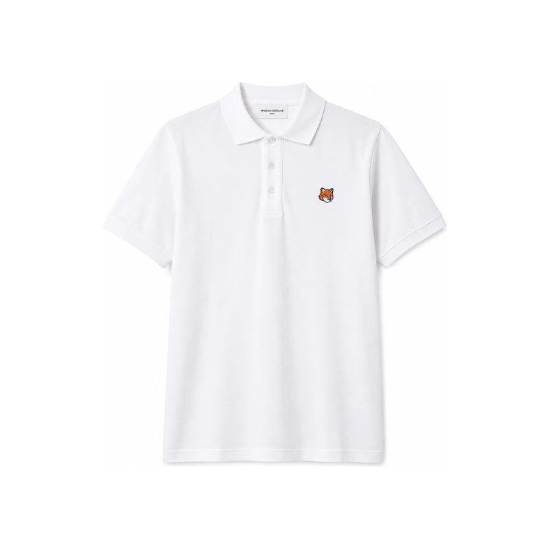 Maison Kitsune Fox Head Patch Short Sleeve Polo Shirt Beige