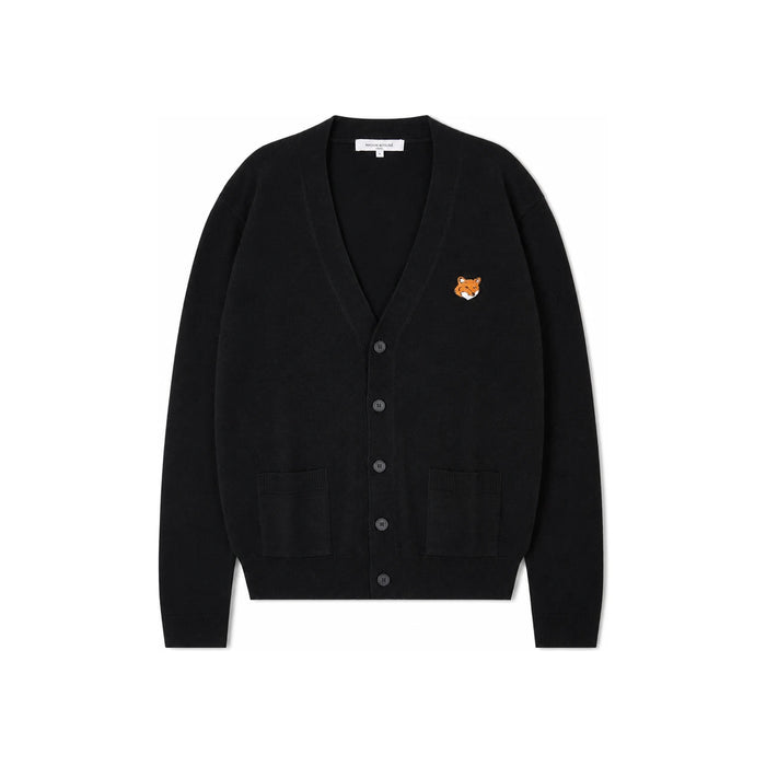 Maison Kitsune Men’s Merino Wool Fox Head Regular Cardigan Almond