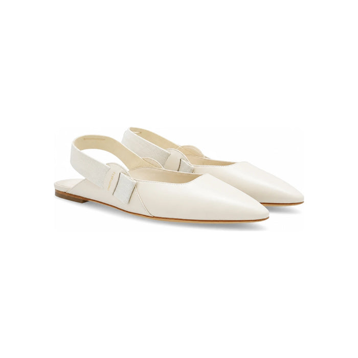 Ferragamo Ivory VANIA Bow Slingback Ballet Flats 0763421