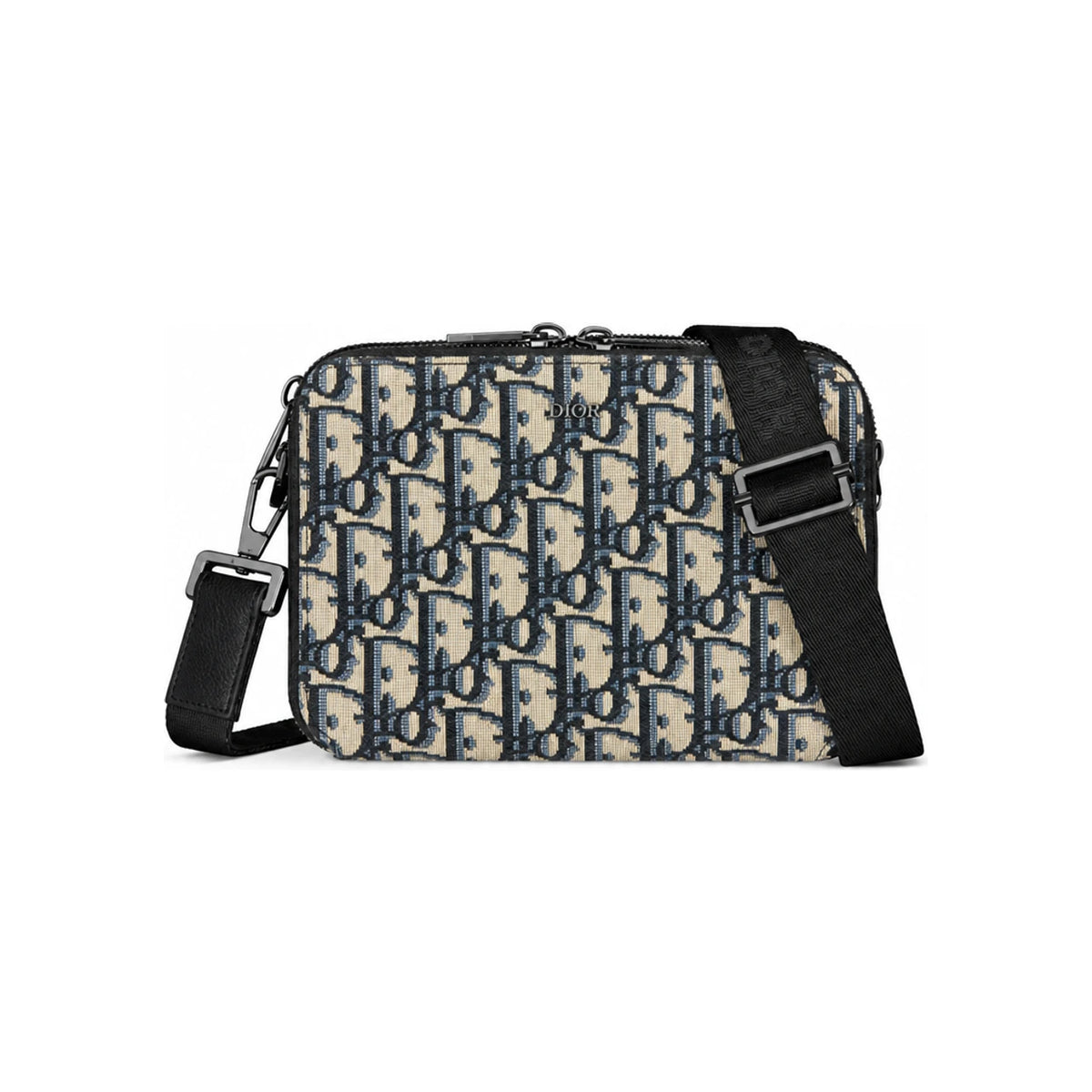 DIOR Beige Black Oblique Jacquard Strap Pouch Crossbody Bag