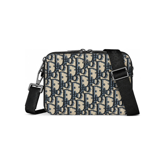 DIOR Beige Black Oblique Jacquard Strap Pouch Crossbody Bag