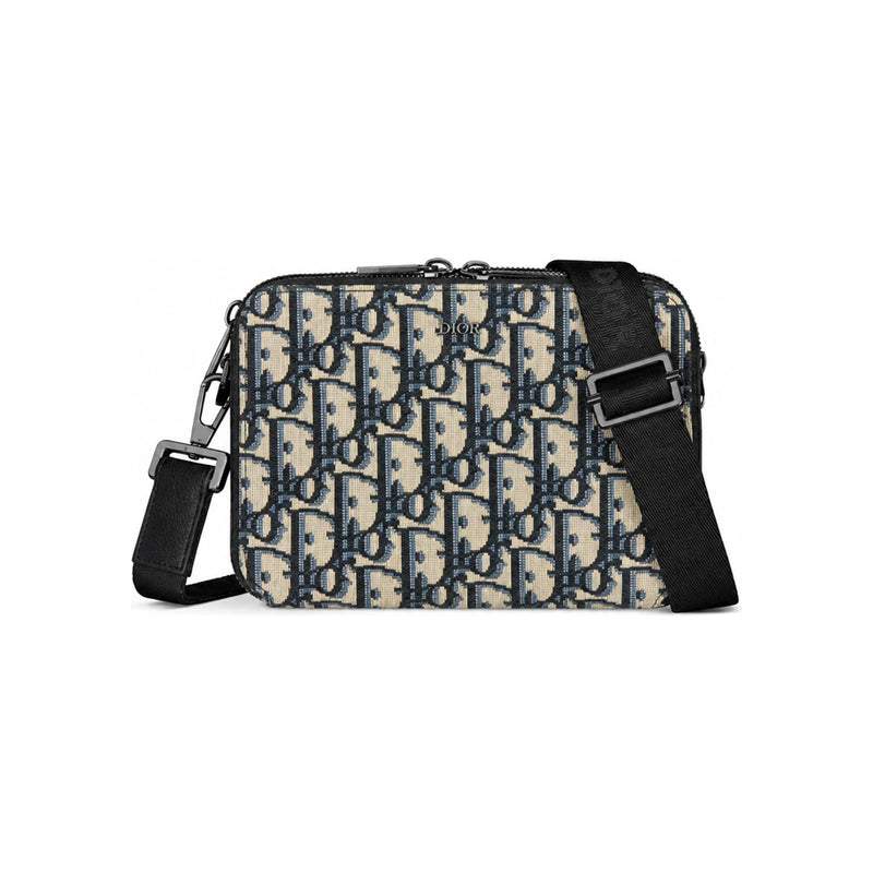 DIOR Beige Black Oblique Jacquard Strap Pouch Crossbody Bag