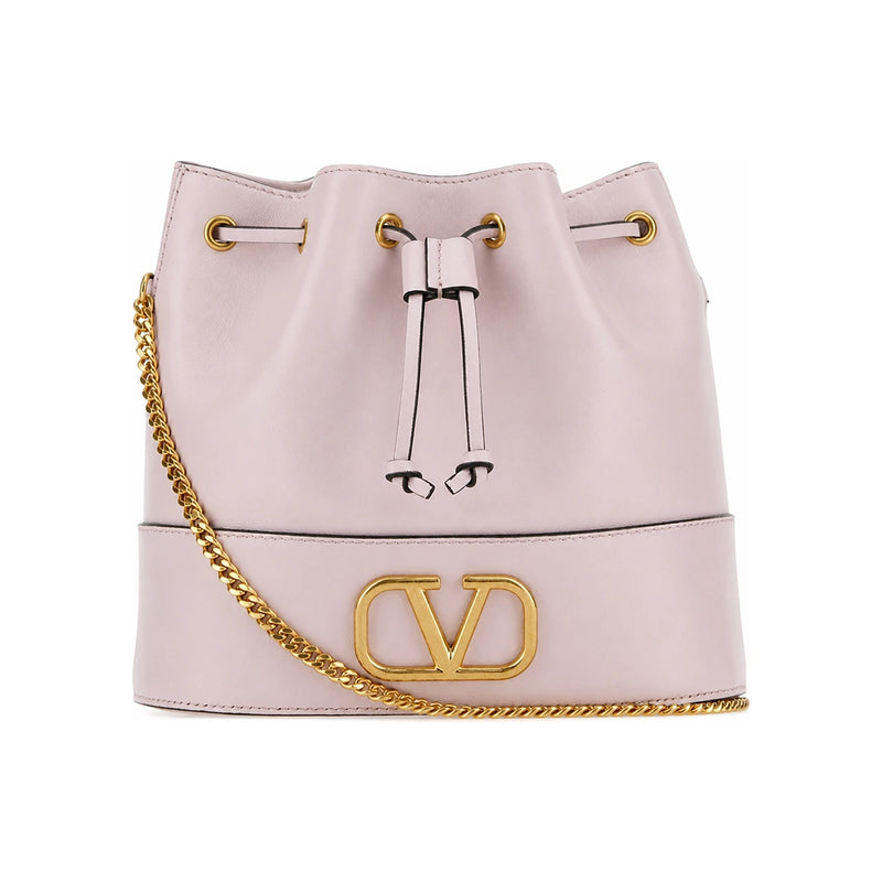 VALENTINO V Logo Chain Strap Baby Pink Women's Bucket Crossbody 3W0P0T83 HPF 16Q