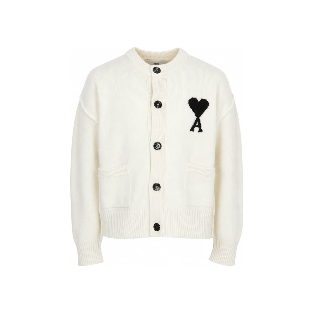 AMI Big Heart Logo Intarsia Unisex Cardigan UKC368 018 151