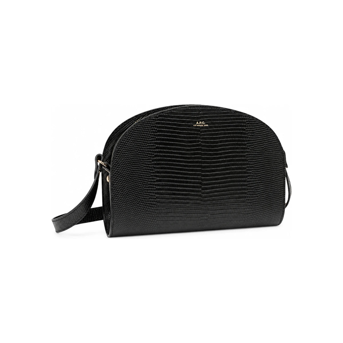 A.P.C. Demi-Lune Leather Crossbody Bag Black