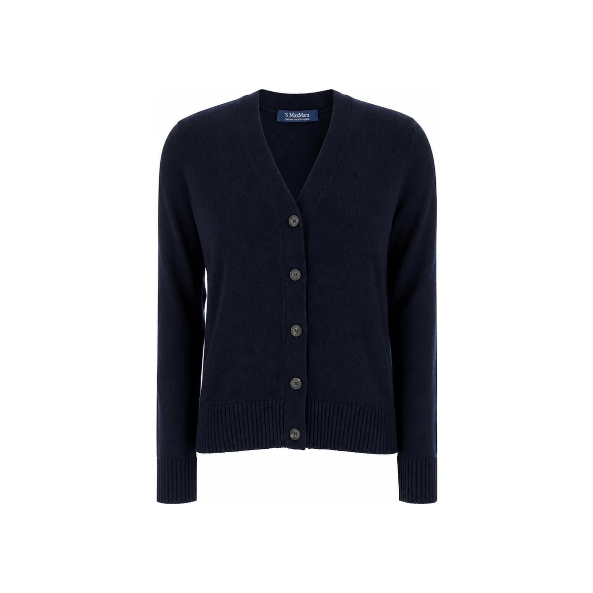 Max Mara V-Neck Wool Cardigan Navy 2529346021 006