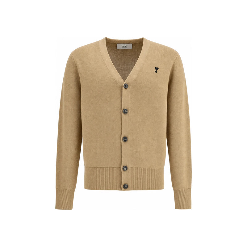 AMI Heart Logo Wool Cardigan Unisex Black
