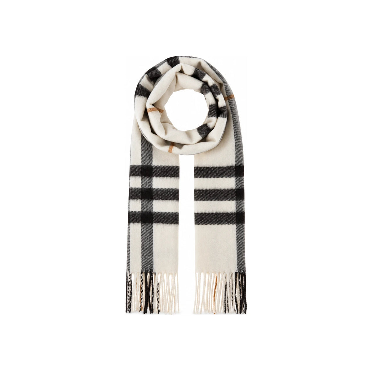 BURBERRY Beige Check Wool Scarf