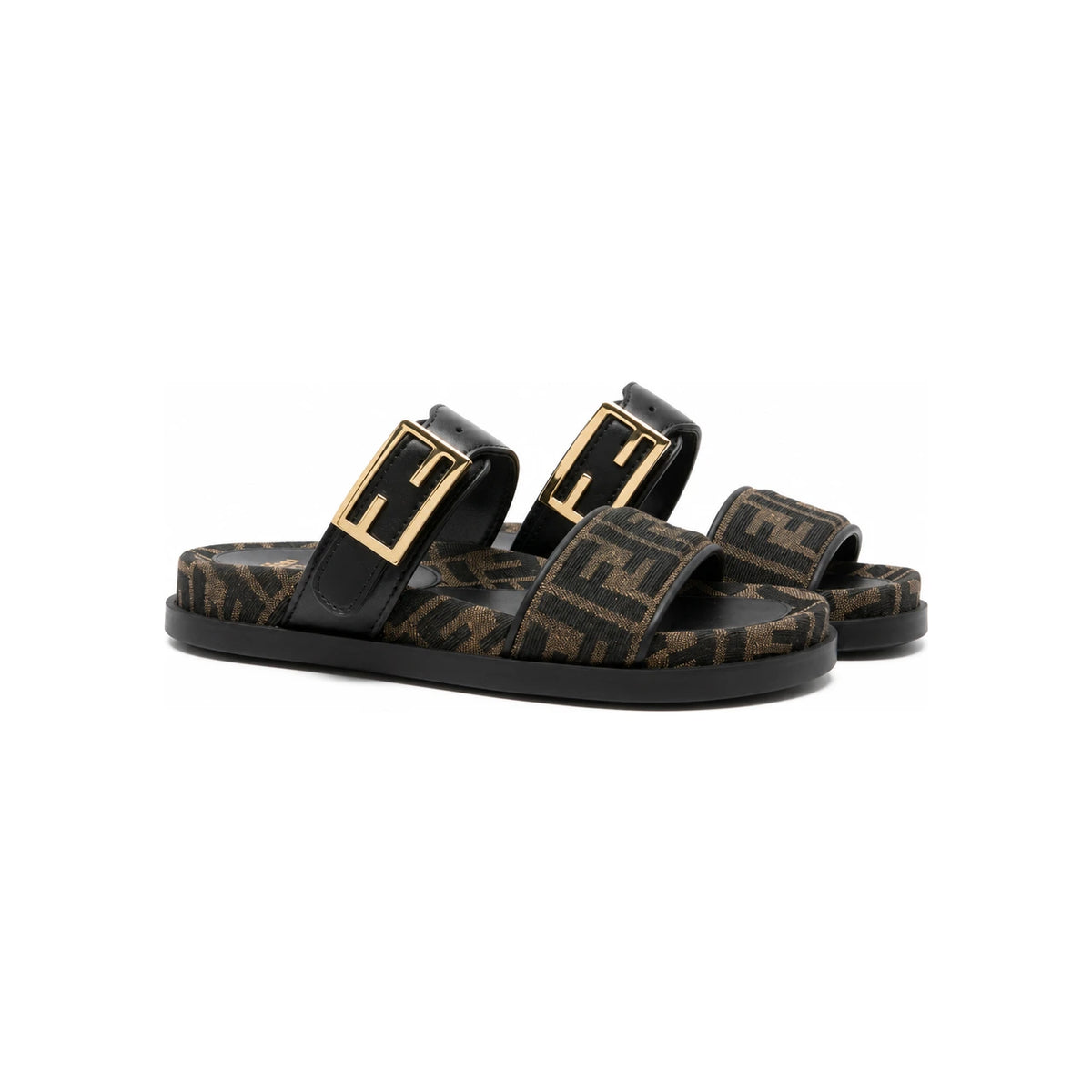 FENDI FF Jacquard Slide Sandals 8X8710 AEGV F0R7R