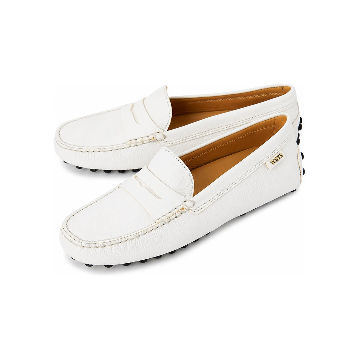 Tods Women’s Gommino Driving Shoes White Leather Loafers XXW22 L00010 5J1 B015