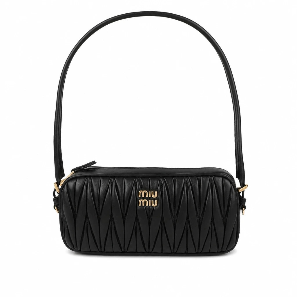 Miu Miu Matelassé Nappa Leather Pouch Shoulder Bag Black 5NE024 AFPP F0002