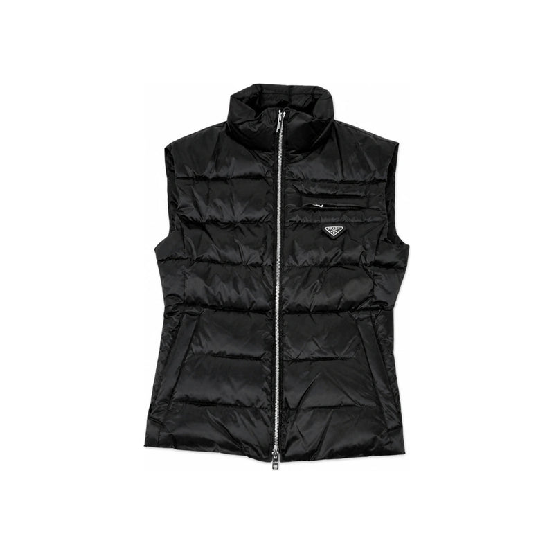 PRADA Triangle Logo Black Down Puffer Vest