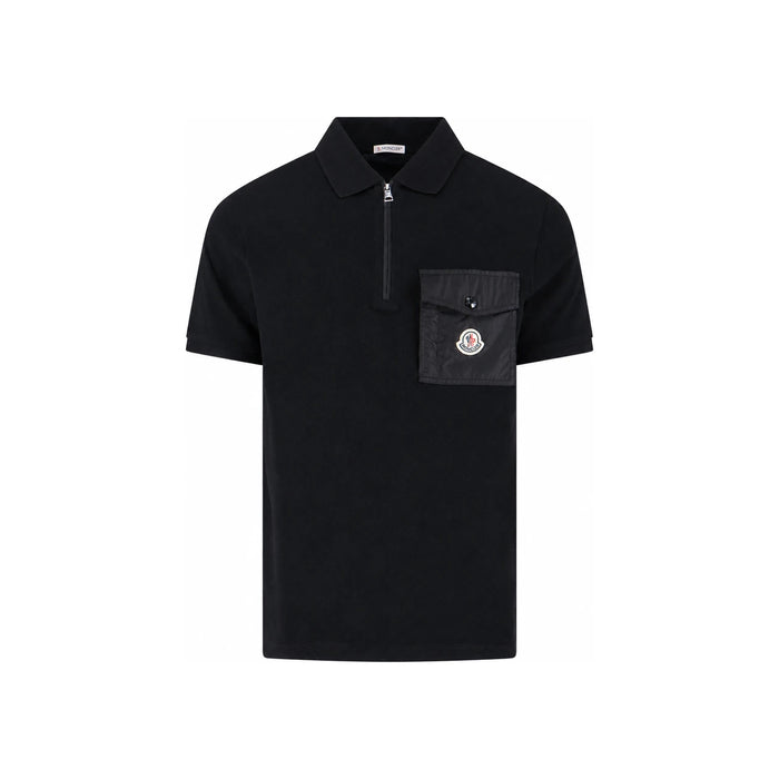 Moncler Black Logo Patch Polo Shirt for Men 8A00017 89A16 999