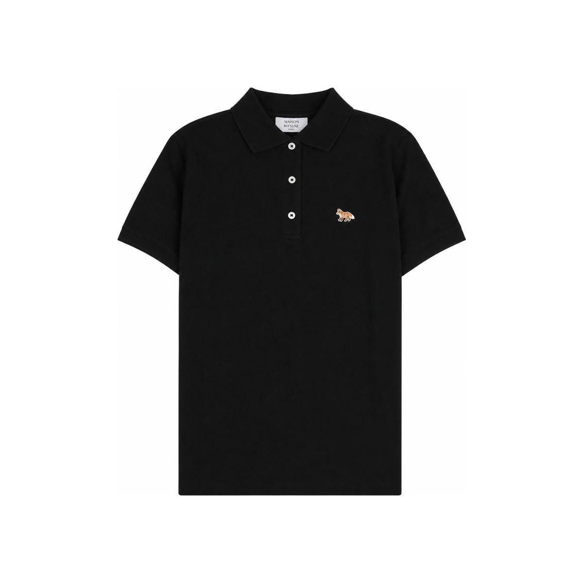 Maison Kitsune Baby Fox Patch Pique Short Sleeve Polo T-Shirt White