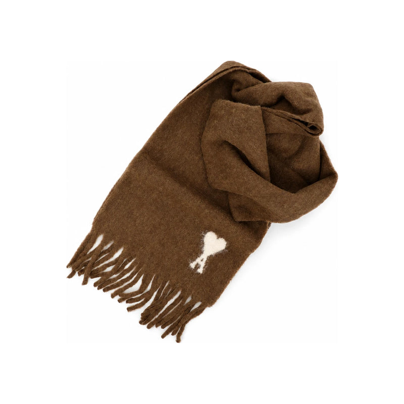 AMI Big Heart Brown Women’s Scarf USF673 AW0004 216