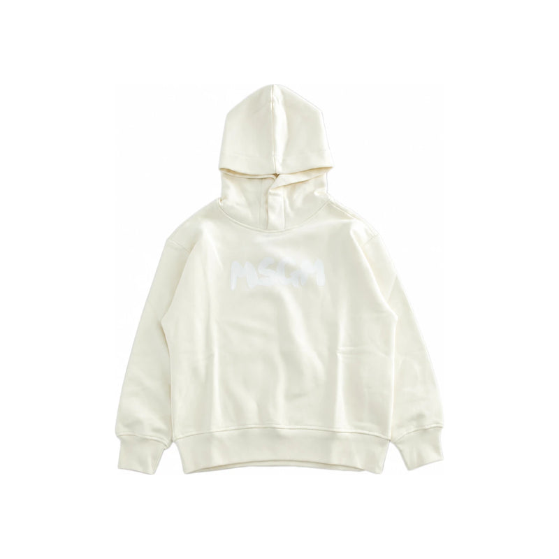 MSGM Ivory Logo Print Hoodie Women’s Kids Fit F5MSJUHS021 013
