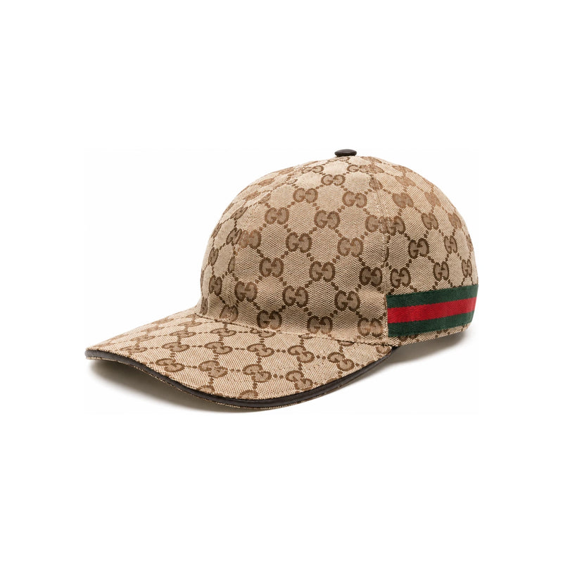 GUCCI GG Web Baseball Hat Beige Dark Brown 200035 KQWBG 9864