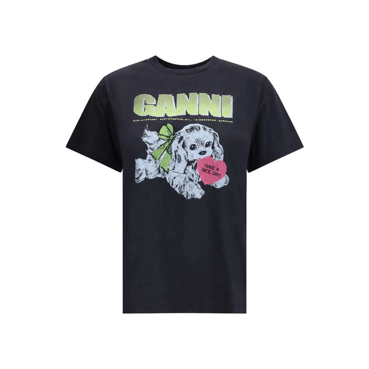 GANNI Poodle Graphic Black Short-Sleeve T-Shirt