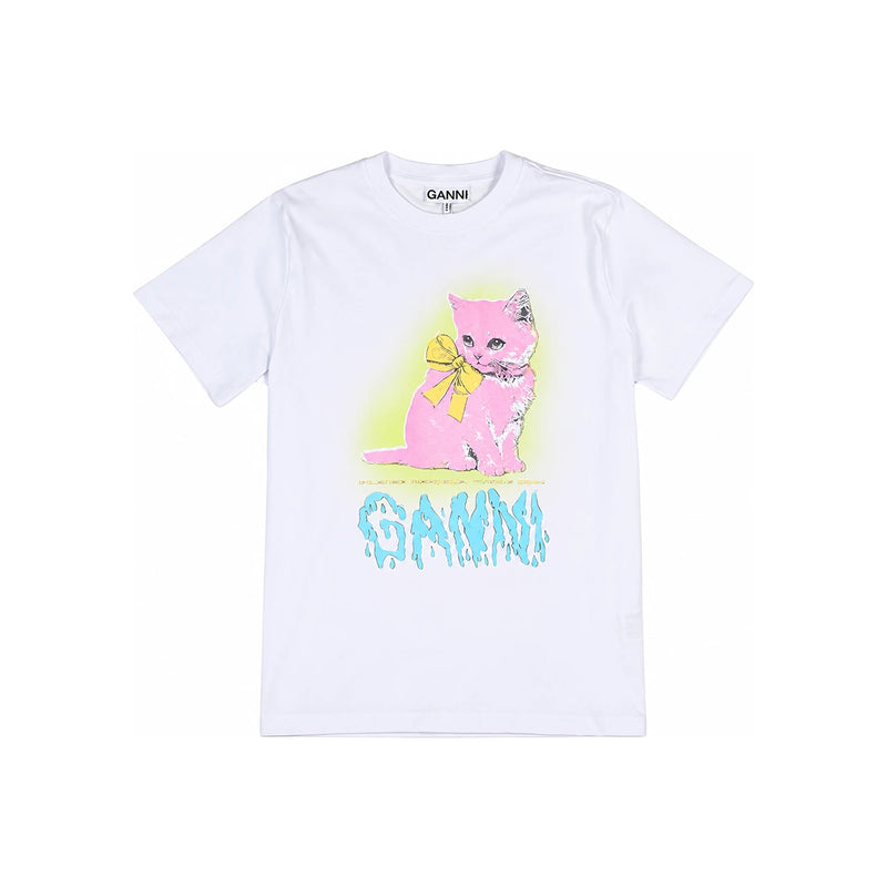 GANNI Kitty Graphic Short Sleeve T-Shirt T4339 151