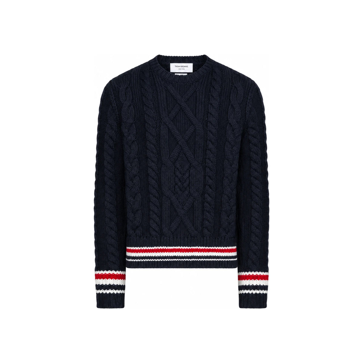 THOM BROWNE Wool Round Neck Knit Sweater Men’s Navy