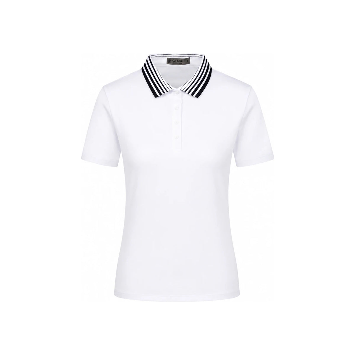 J LINDEBERG White Pleated Collar Short Sleeve T-Shirt