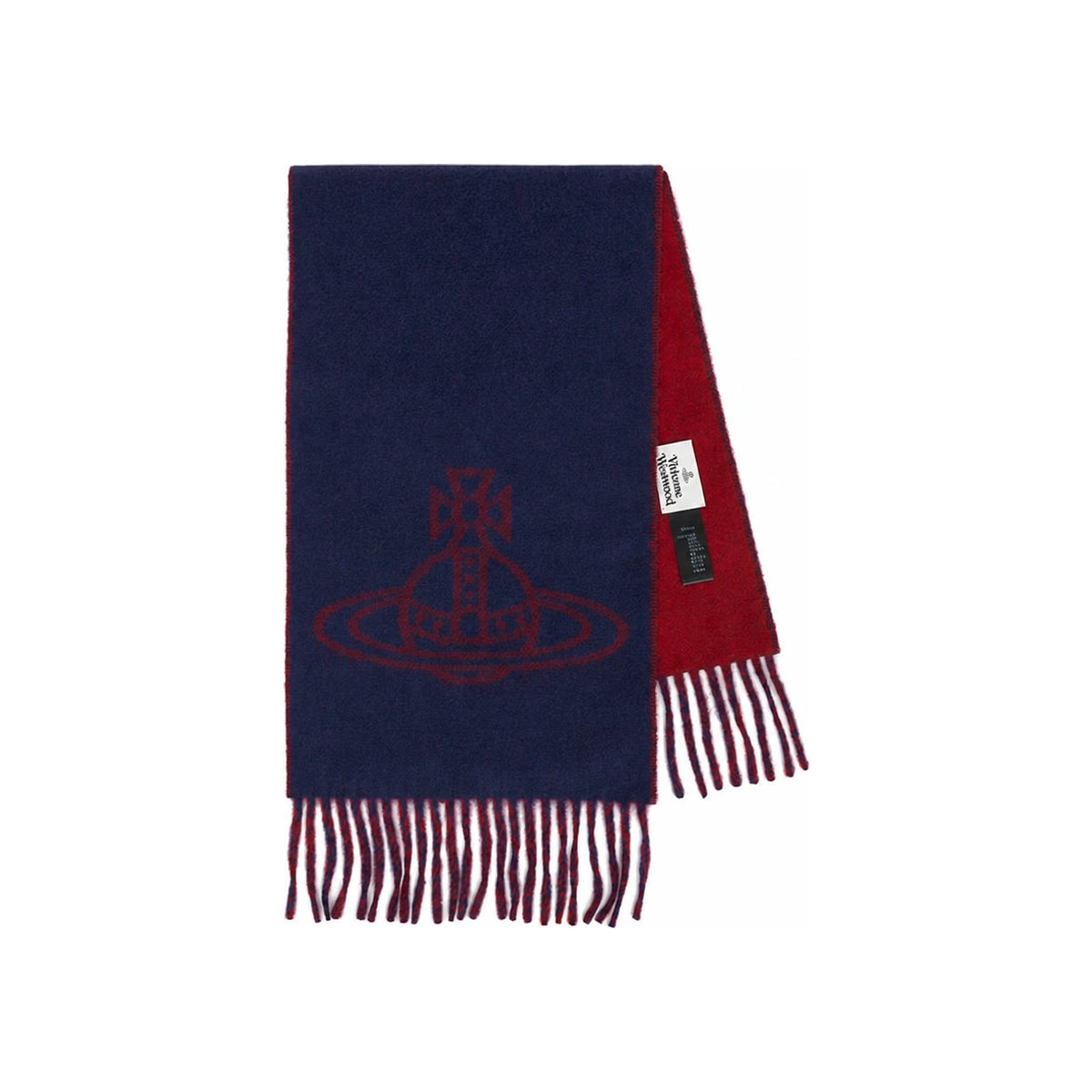 Vivienne Westwood Unisex Reversible ORB Logo Scarf Navy Wool