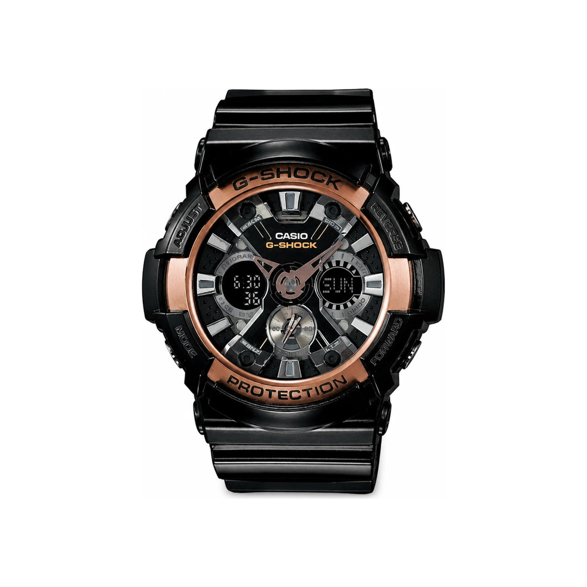 G Shock Black Rose Gold Big Face Rubber Sports Watch GA 200RG 1A
