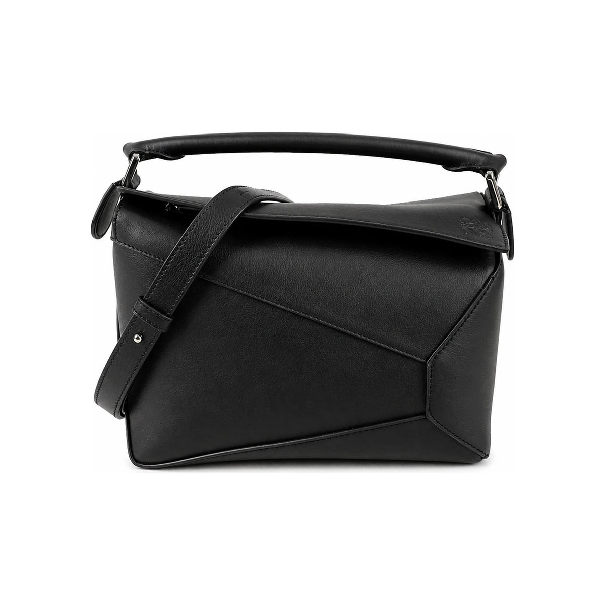 LOEWE Small Puzzle Edge Bag Black Leather Tote A510P60 XAC 1100