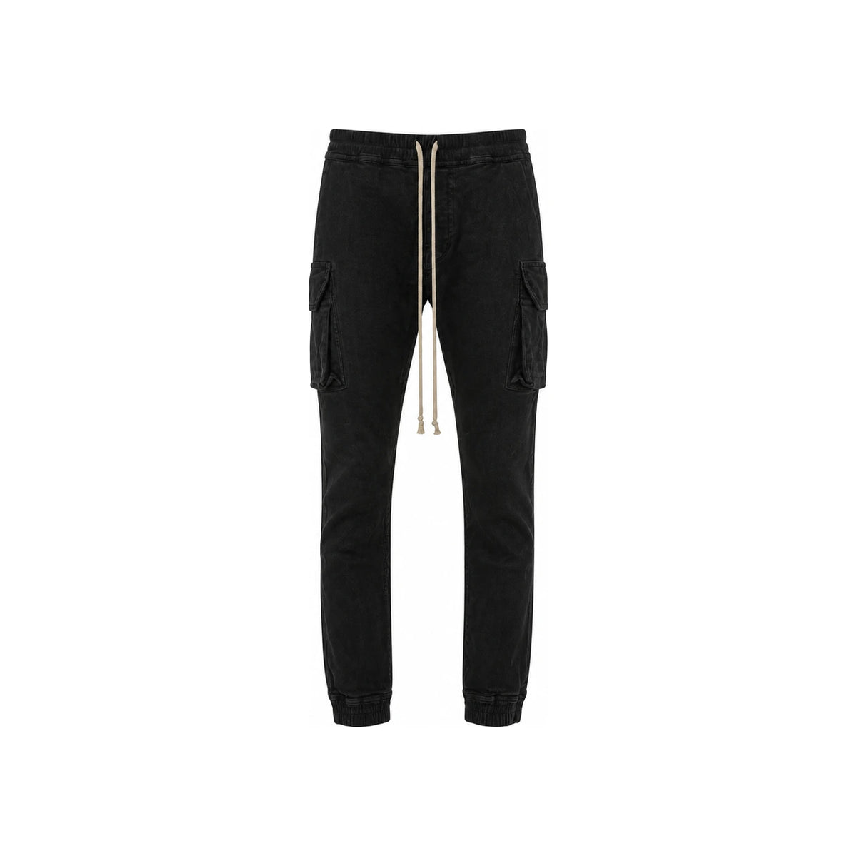 Rick Owens DRKSHDW Black Waxed Stretch Denim Mastodon Cut Sweatpants