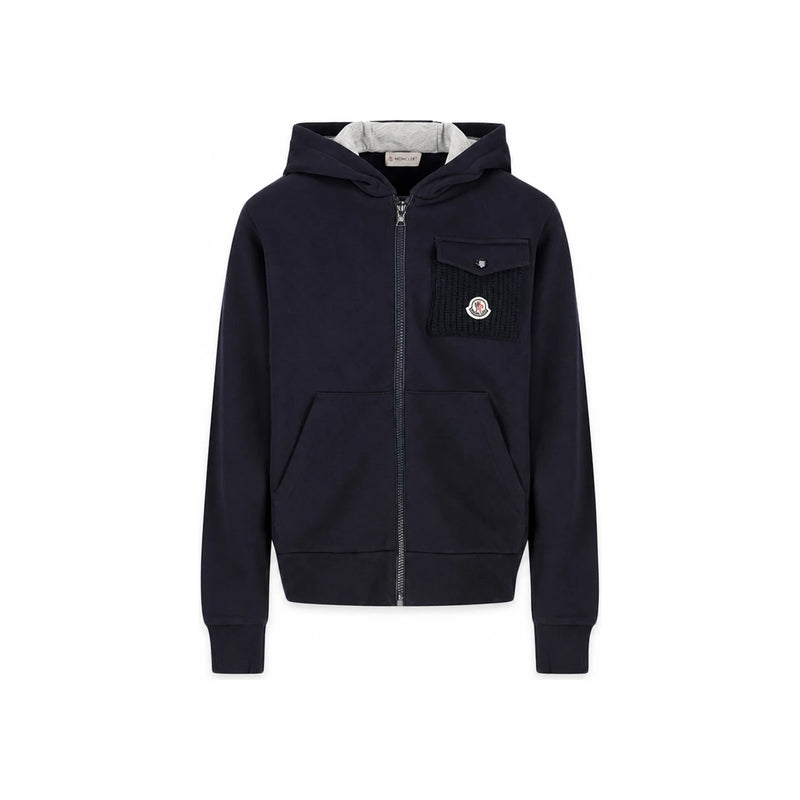 Moncler Women’s Logo Patch Fleece Hoodie Jacket Navy 8G00011 899PS 778