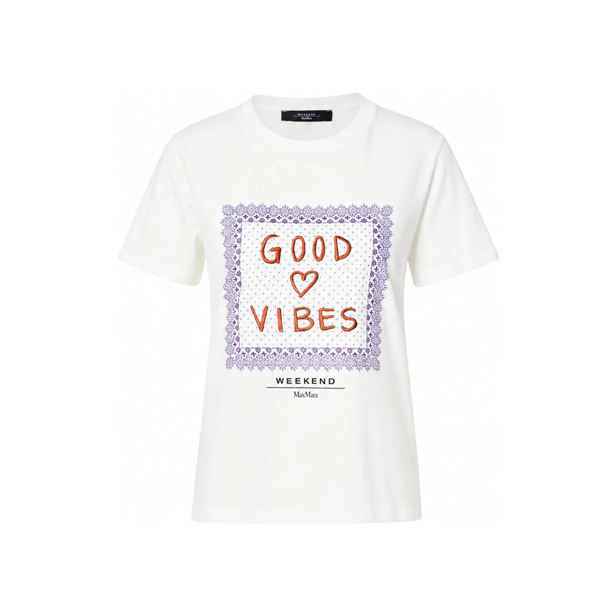 Max Mara ARA Embroidered Logo White T-Shirt 2525976041 003
