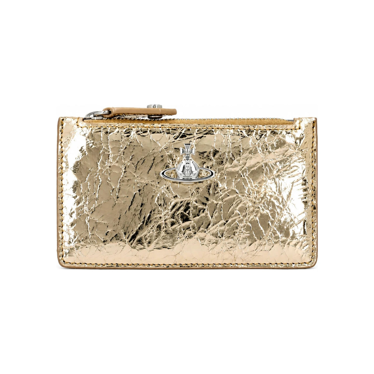 Vivienne Westwood Metallic Crinkle Slim Long Zip Card Holde 54020004W L00A7 R401