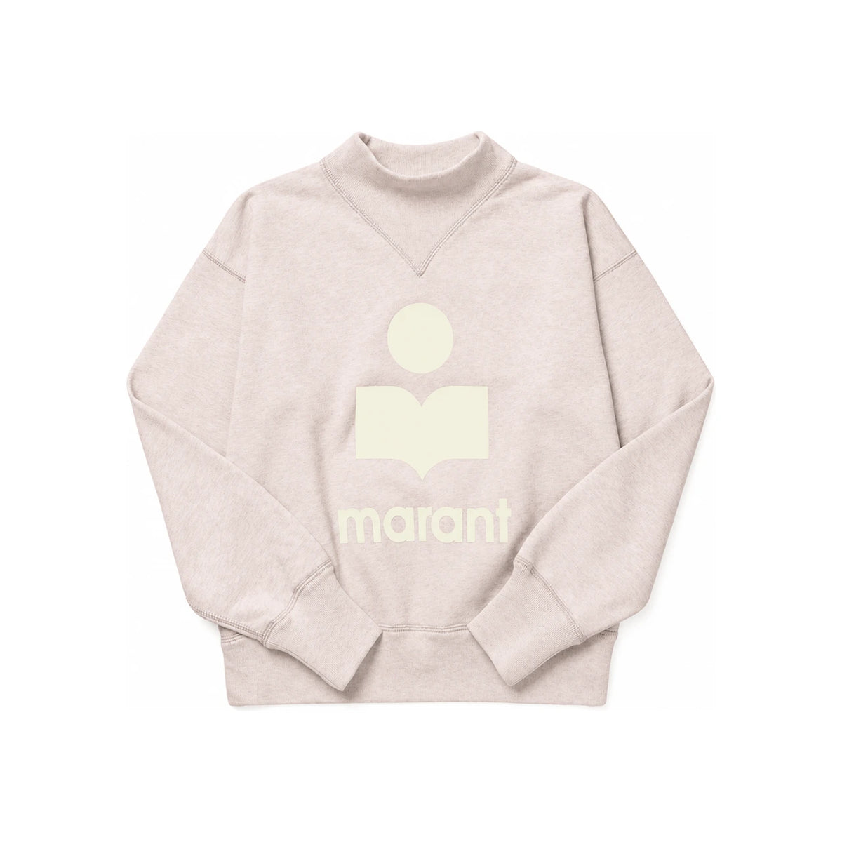 Isabel Marant Velvet Logo Crewneck Sweatshirt Light Pink Ecru