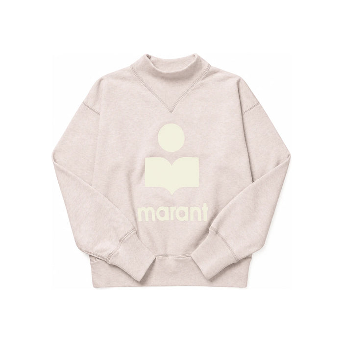 Isabel Marant Velvet Logo Crewneck Sweatshirt Light Pink Ecru
