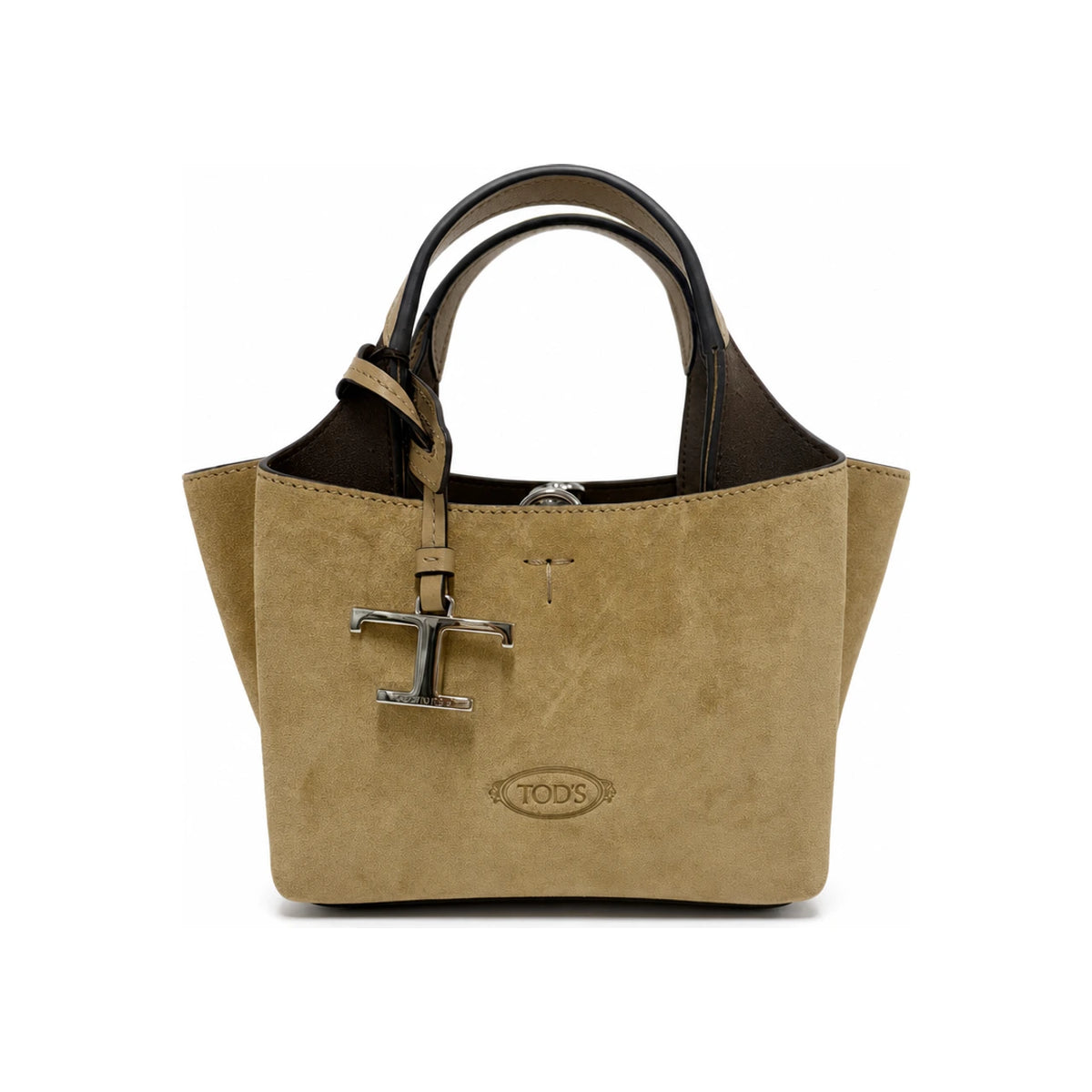 Tods Timeless Logo Micro Suede Brown Tote Crossbody Bag XBWAPAFL000 P3A 4L20