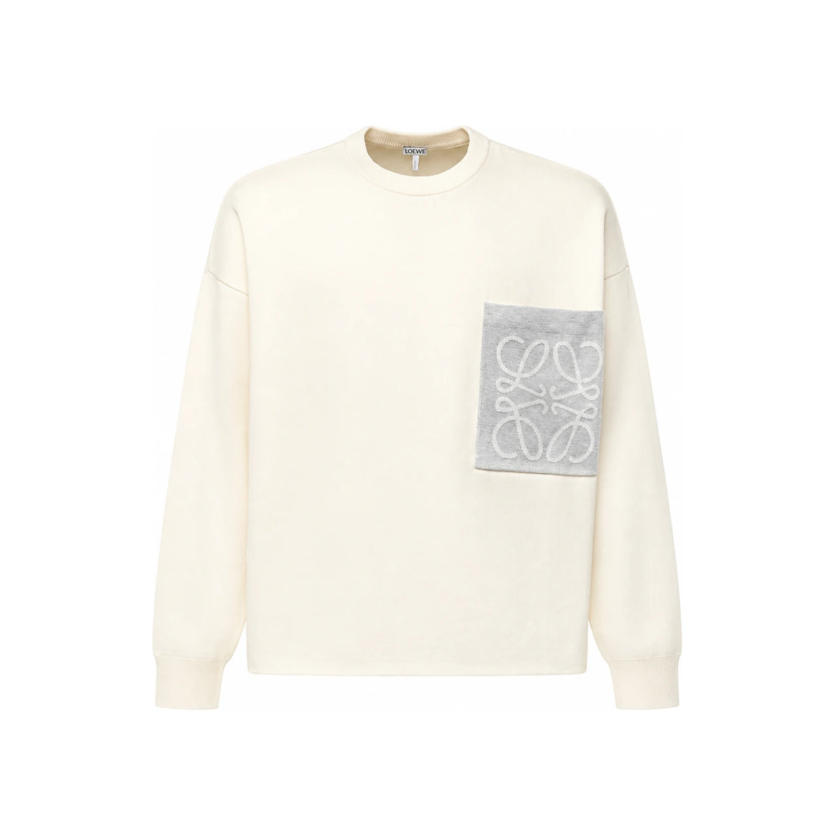 LOEWE Cotton Blend Anagram Pocket Crewneck Sweater Men’s