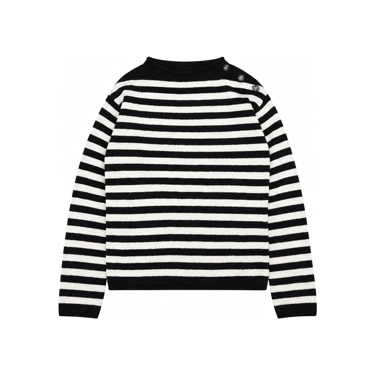 DIOR Black White Striped Mariniere Boat Neck Knit Sweater 554S94A7038 9330
